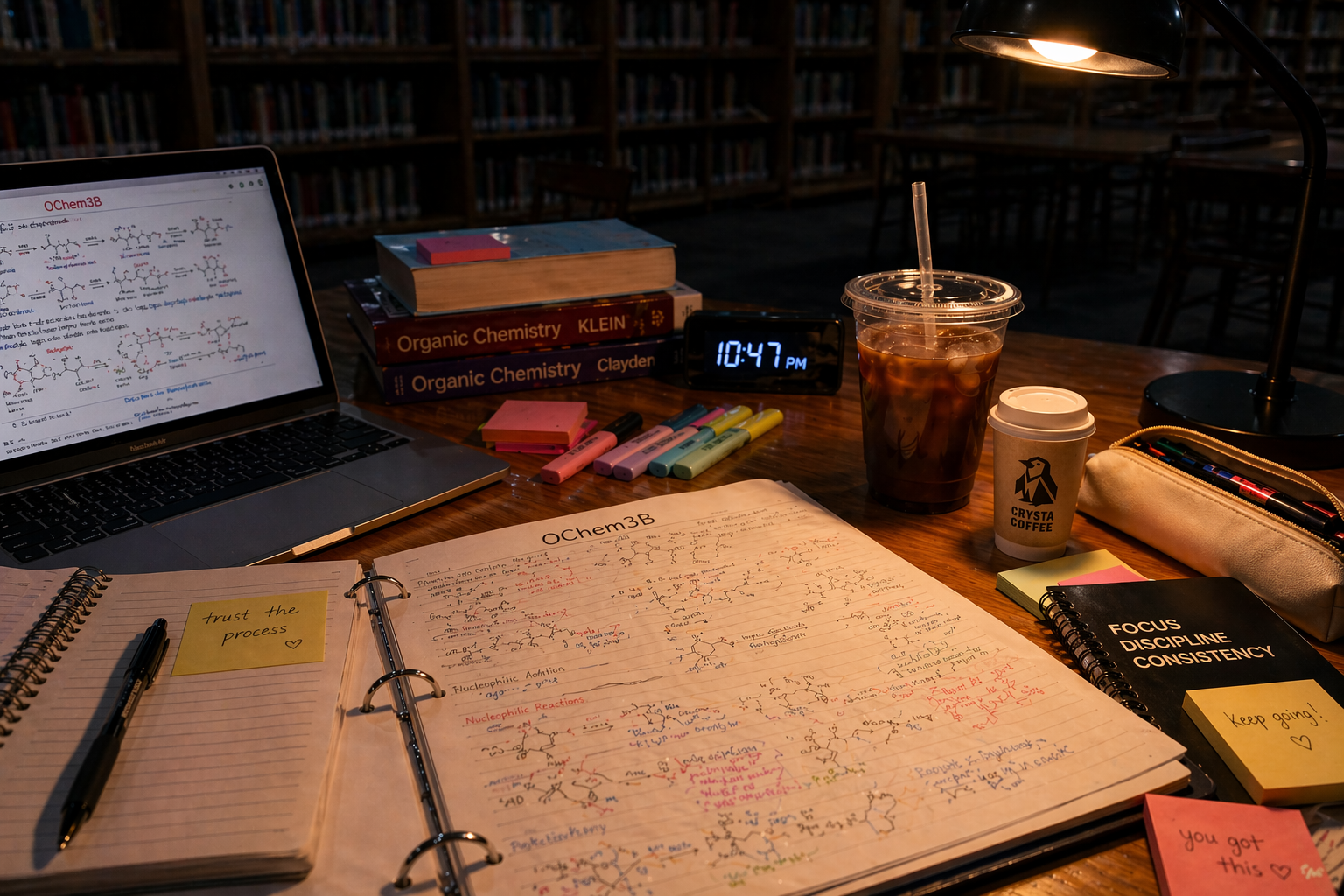 Crysta on a study desk